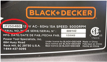 Model Number of Recalled Table Saws from Walmart