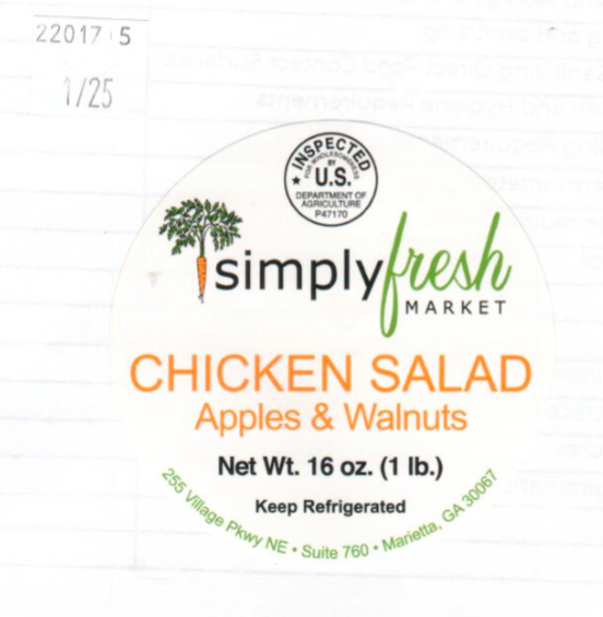Simply Fresh Chicken Salad Recalled for Listeria Risk