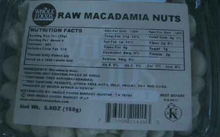 2nd Recall for Salmonella in Whole Foods Macadamia Nuts