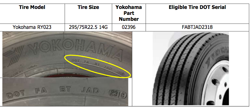 Yokohama RY023 Tire Recall Lawsuit